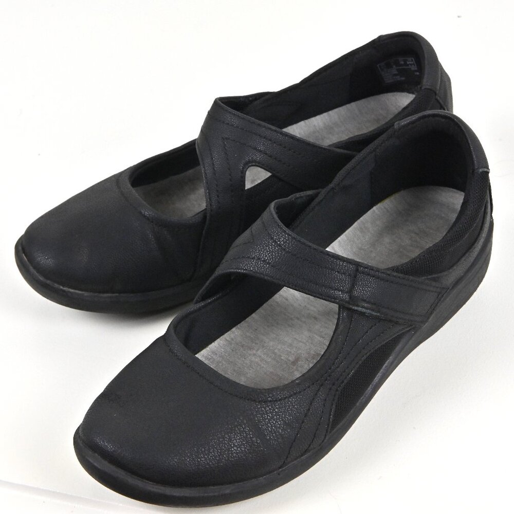 Clarks Cloudsteppers Sillian Bella Cushion Strap Black Mary Jane Flats US8 UK5.5